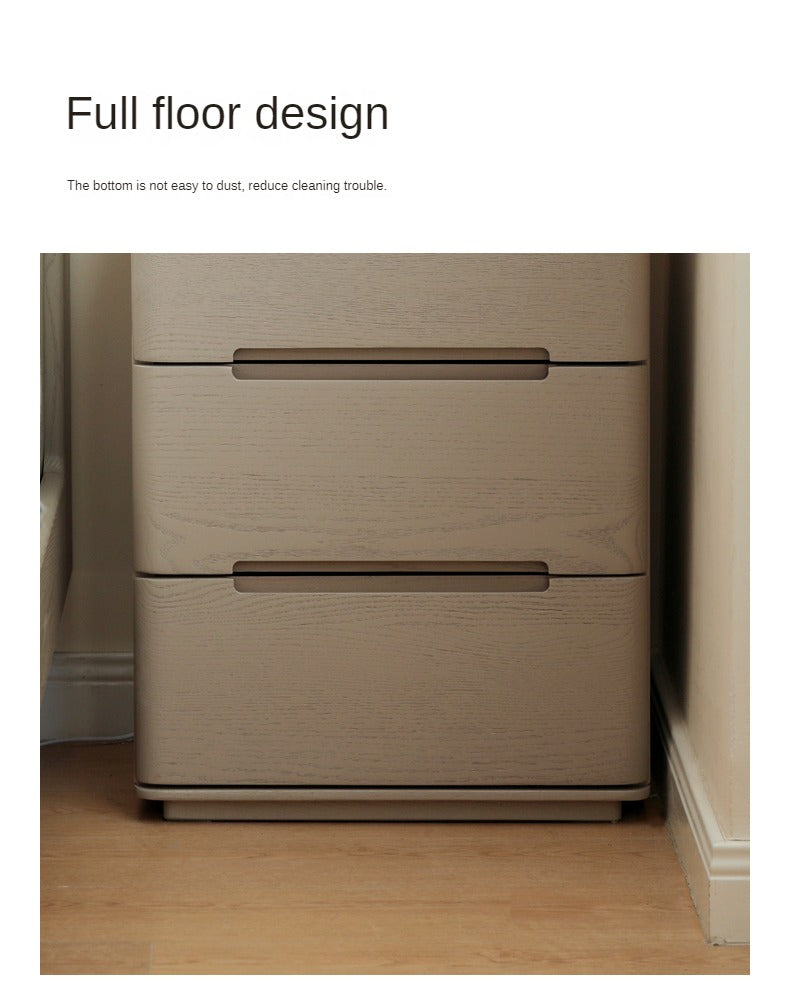Solid Oak Wood Nightstand with 3 Drawers - Modern Light Luxury Bedside Table for Bedroom, Living Room, or Office