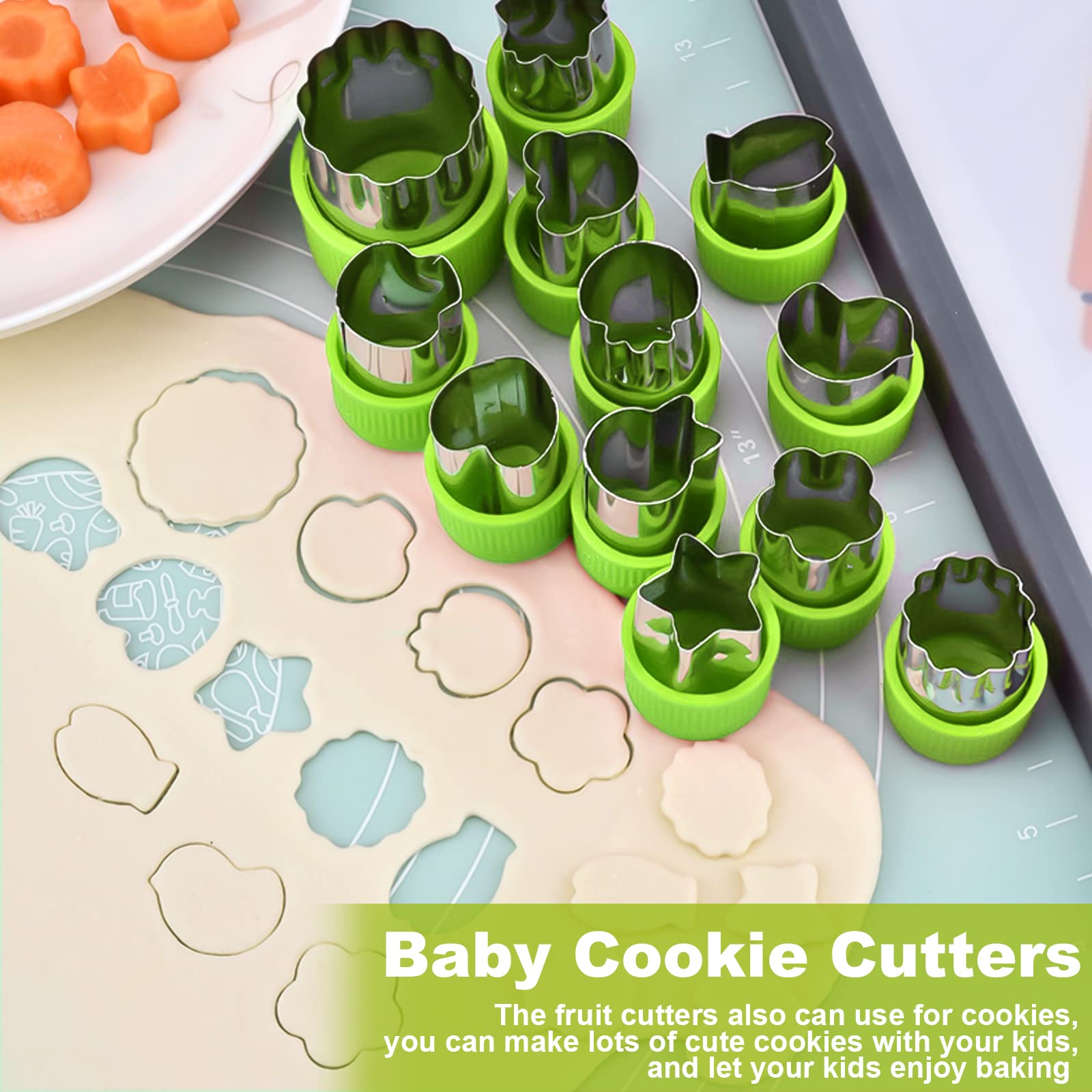 34pcs Sandwich Cutter Set for Kids - 6 Sandwich Cutters & Sealers + 18 Fruit Shapes with 10 Adorable Animal Forks | Perfect for School Lunches, Picnics & Party Snacks