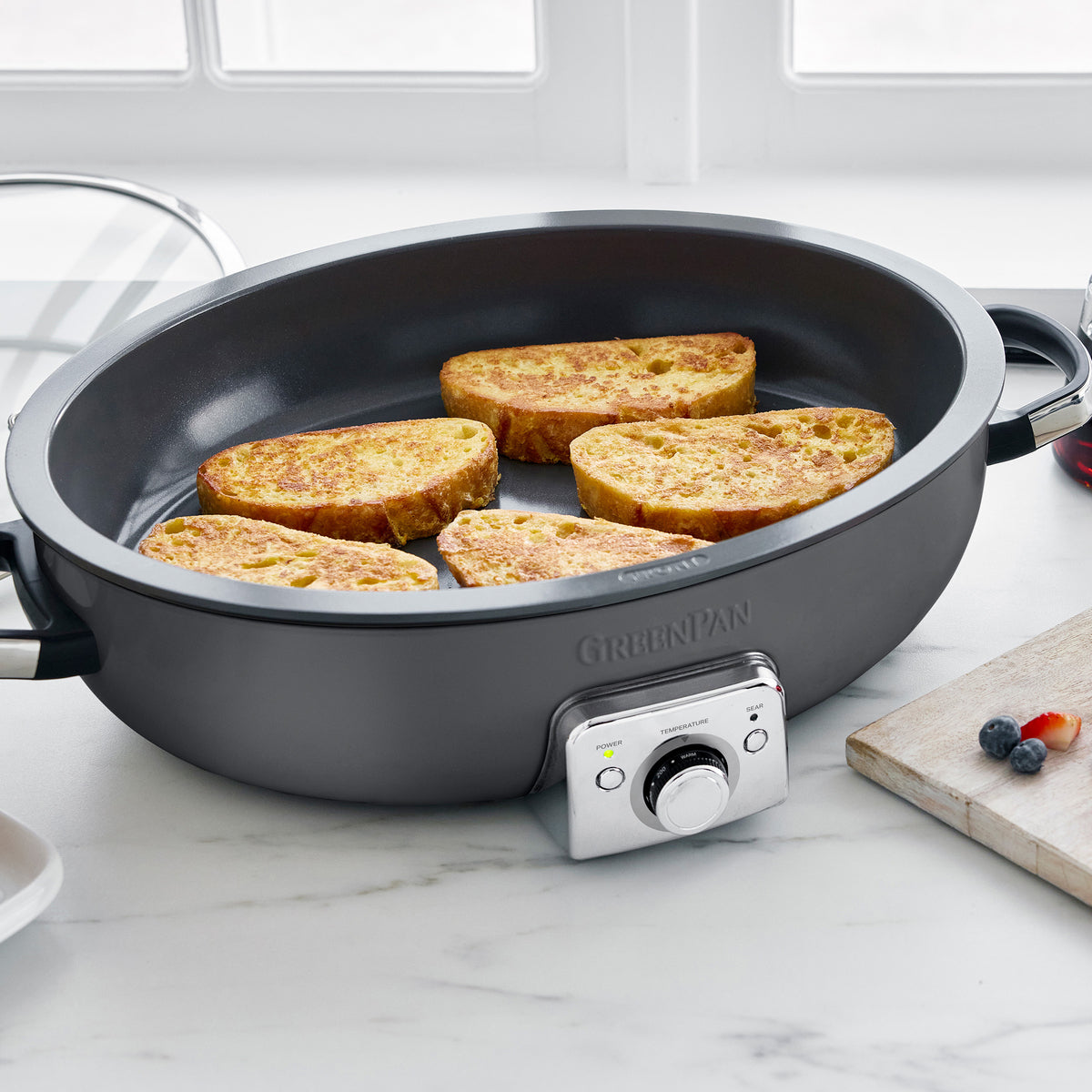 Elite 5.5 Quart Oval Electric Skillet with Adjustable Temperature - Graphite Black | Perfect for Frying, Sautéing & Slow Cooking in Kitchen or RV