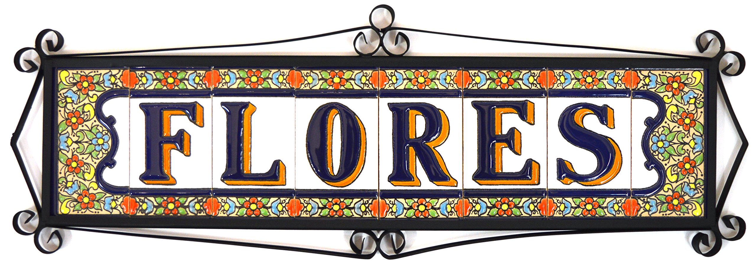 4 Inch Handpainted House Letter Tiles - Custom Address Signs, House Numbers & Names - Flores Mediano Design (4.29