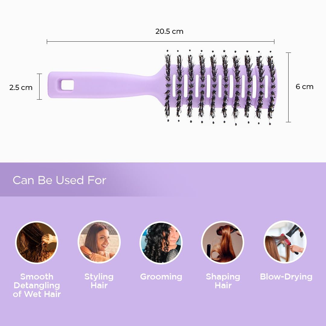 Kuber Hair Brush with Flexible Bristles - Detangles & Straightens All Hair Types for Home & Travel