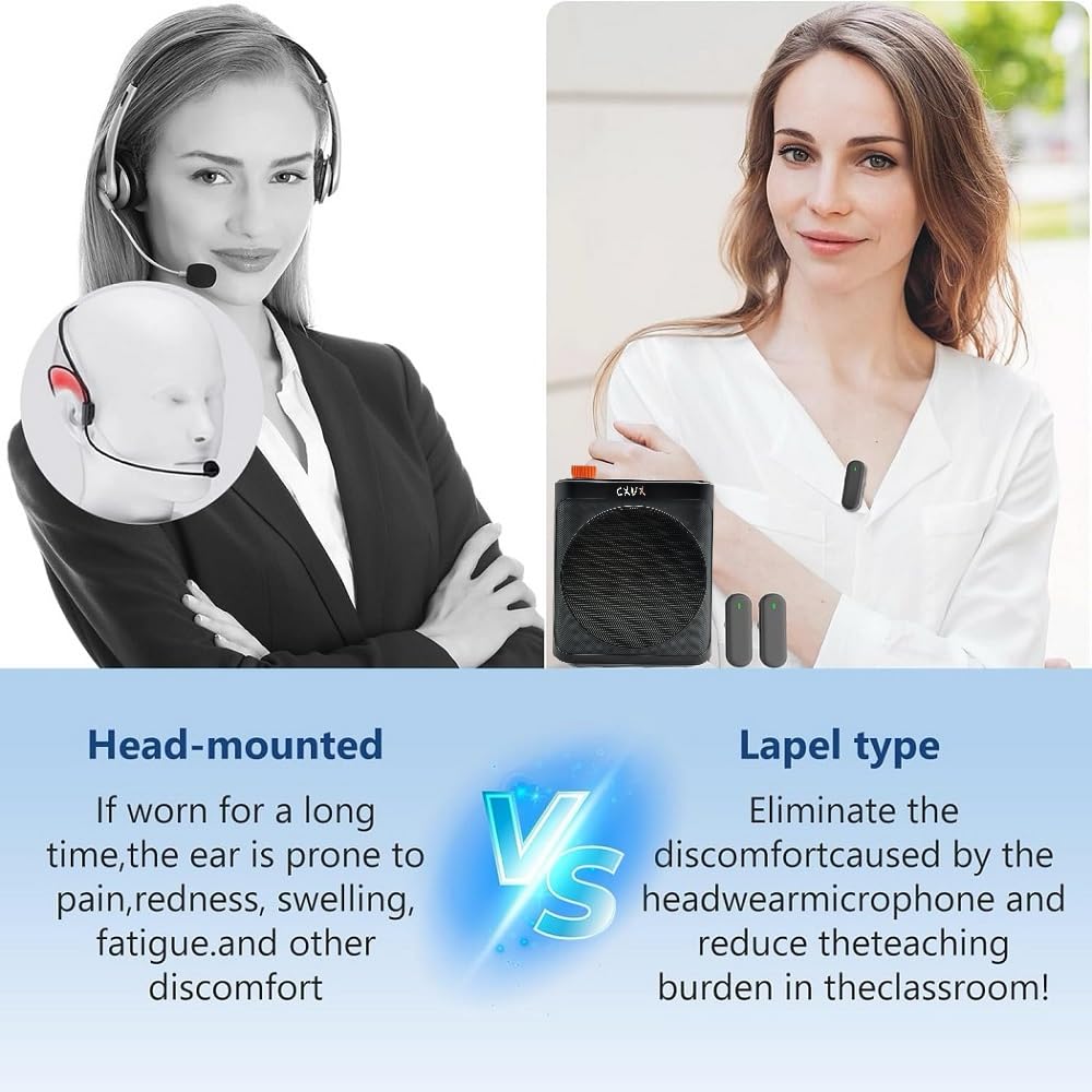 Wireless Voice Amplifier with Bluetooth Lavalier Microphone - Portable Speaker System for Teachers, Presenters & Fitness Instructors | Perfect for Classroom Lectures, Online Streaming, Public Speaking, Business Meetings, Yoga Instruction & Tour Guiding