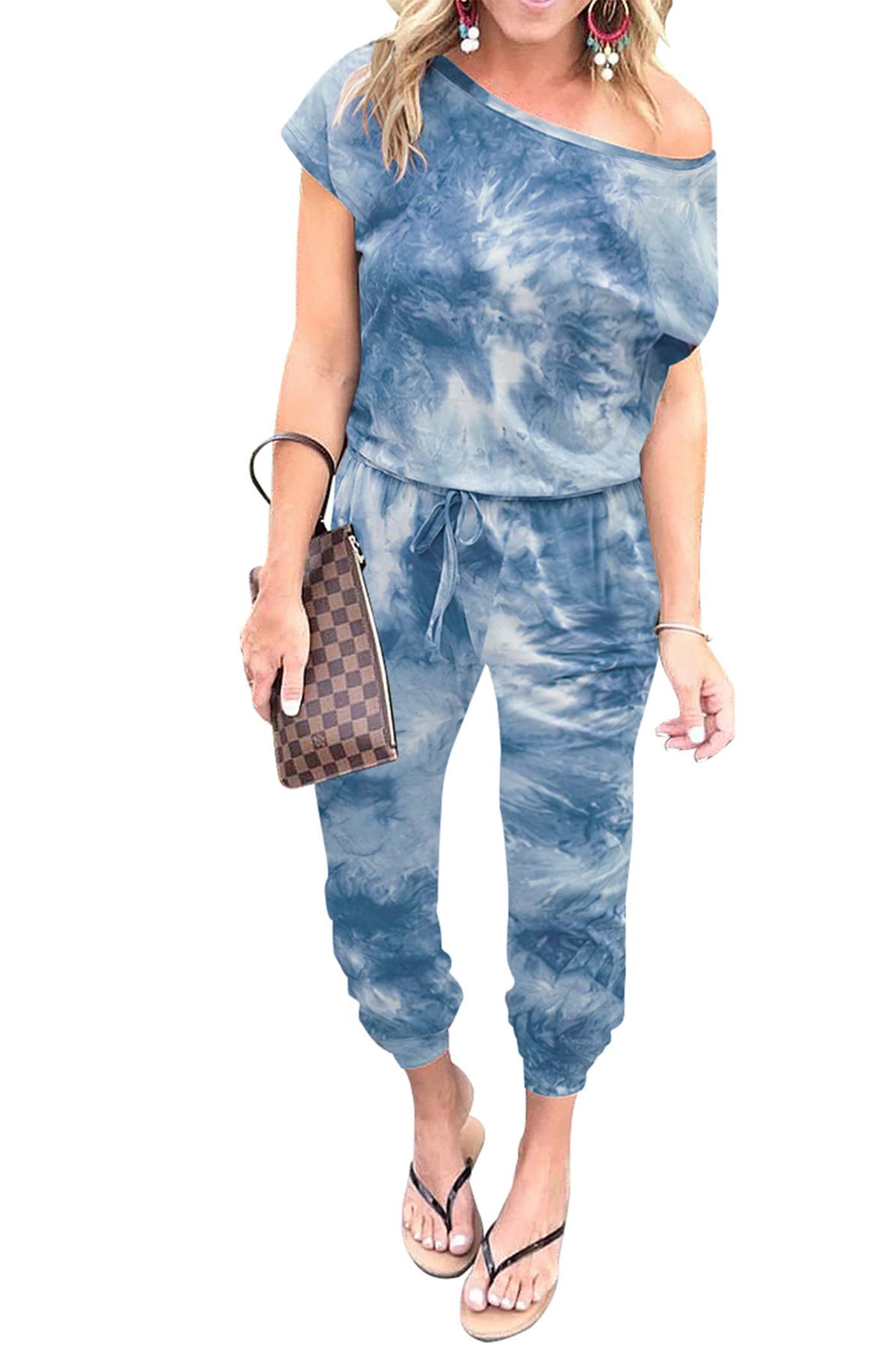 PRETTYGARDEN Women's Off Shoulder Jumpsuit - 2025 Summer Romper Dress, Spring Vacation Outfit, Lounge Wear for Travel & Beach | Casual & Dressy One-Piece Outfits for Women