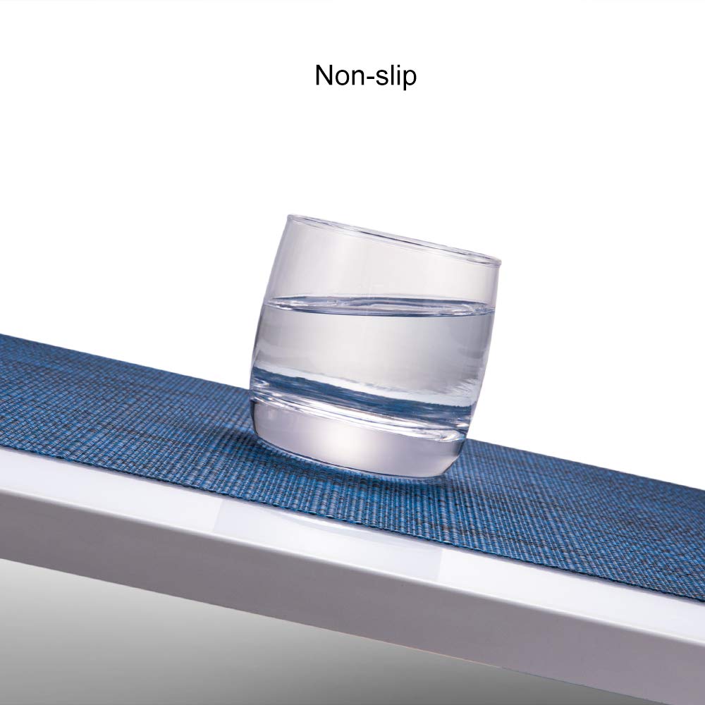 Premium Washable Non-Slip Heatproof Woven Placemats Set of 8 - Dark Blue PVC Fabric Dining Table Mats for Indoor Use | Perfect for Everyday Meals, Dinner Parties & Holiday Gatherings