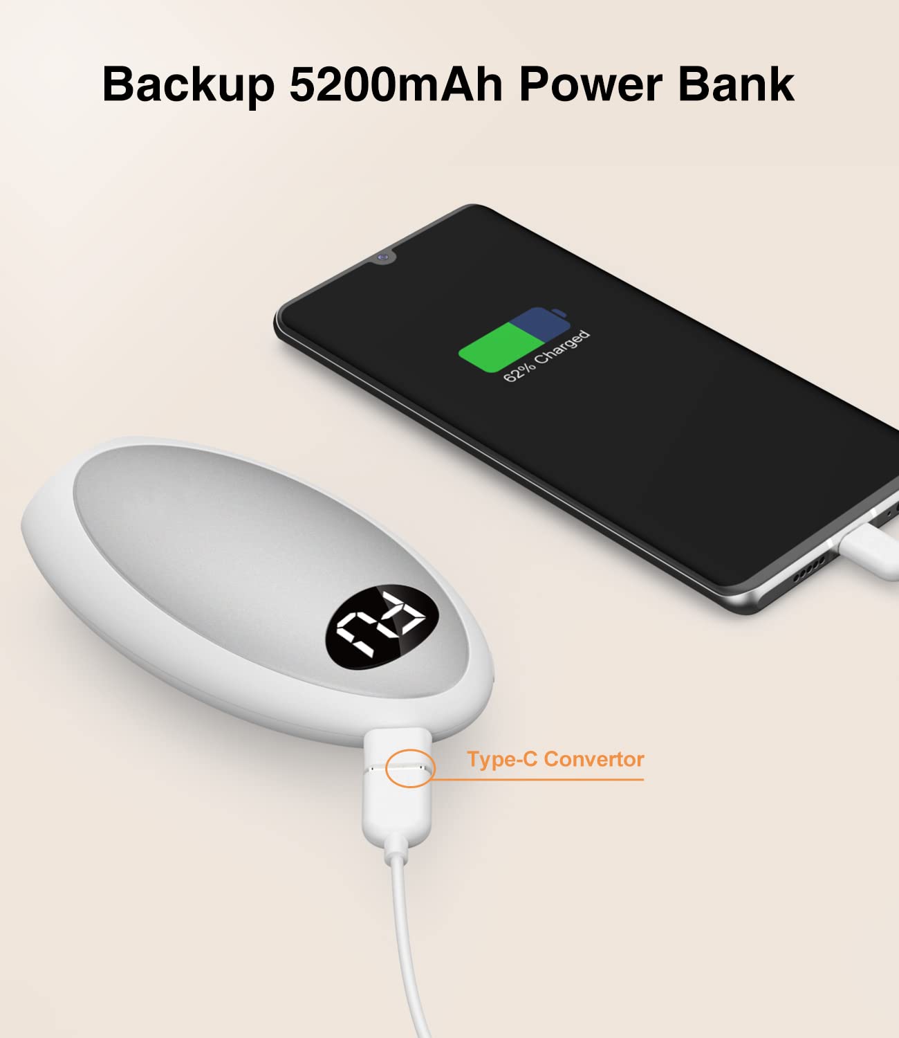 Rechargeable Hand Warmers 5200mAh - USB Electric Hand Warmer & Portable Power Bank for Outdoor Activities, Camping, Hunting, Golf | Perfect Winter Gift for Men & Women | Stay Warm in Cold Weather