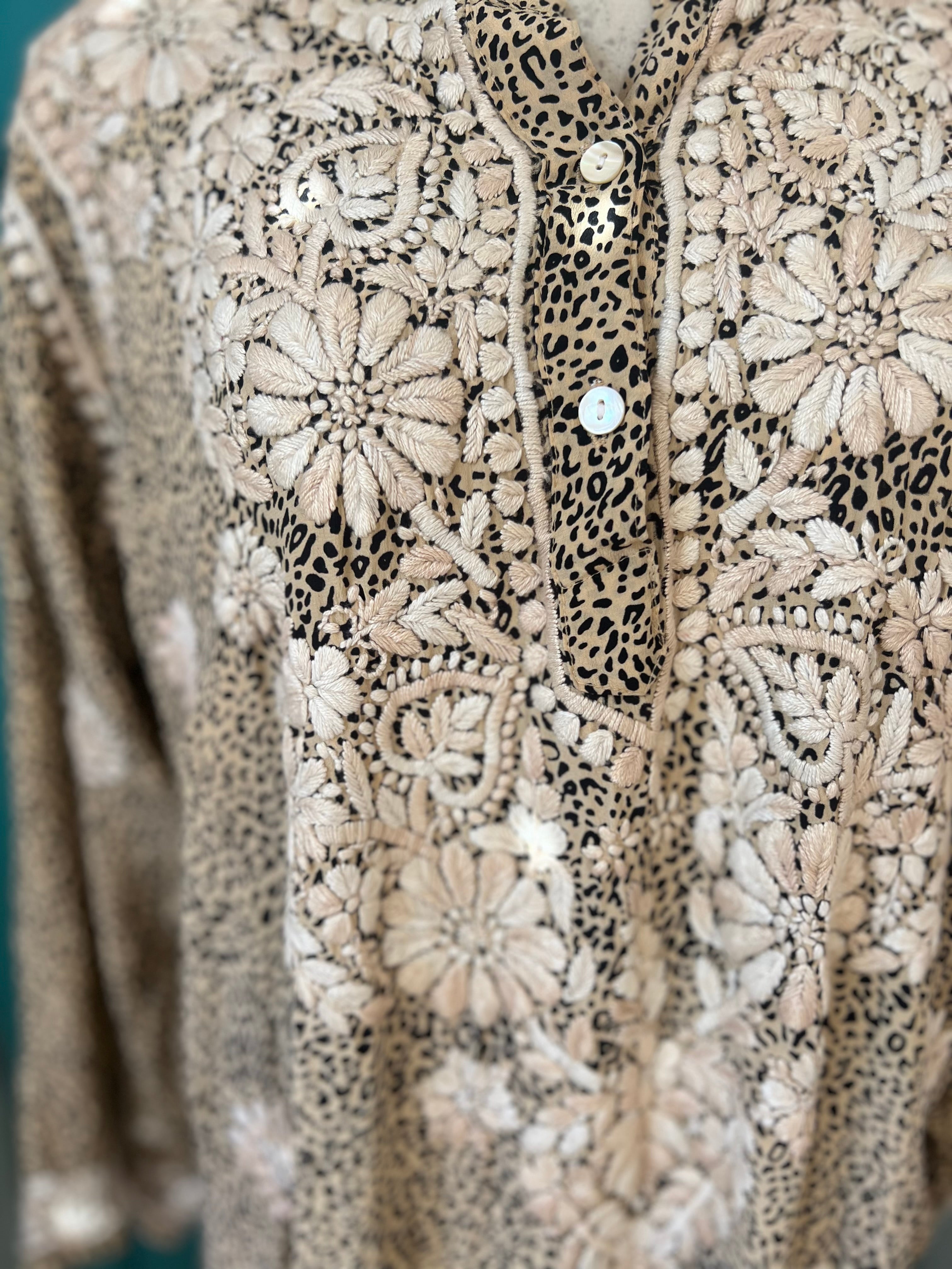 Elegant Silk Chiffon Maxi Kurta with Leopard Print - Perfect for Festivals, Parties & Boho Chic Outfits