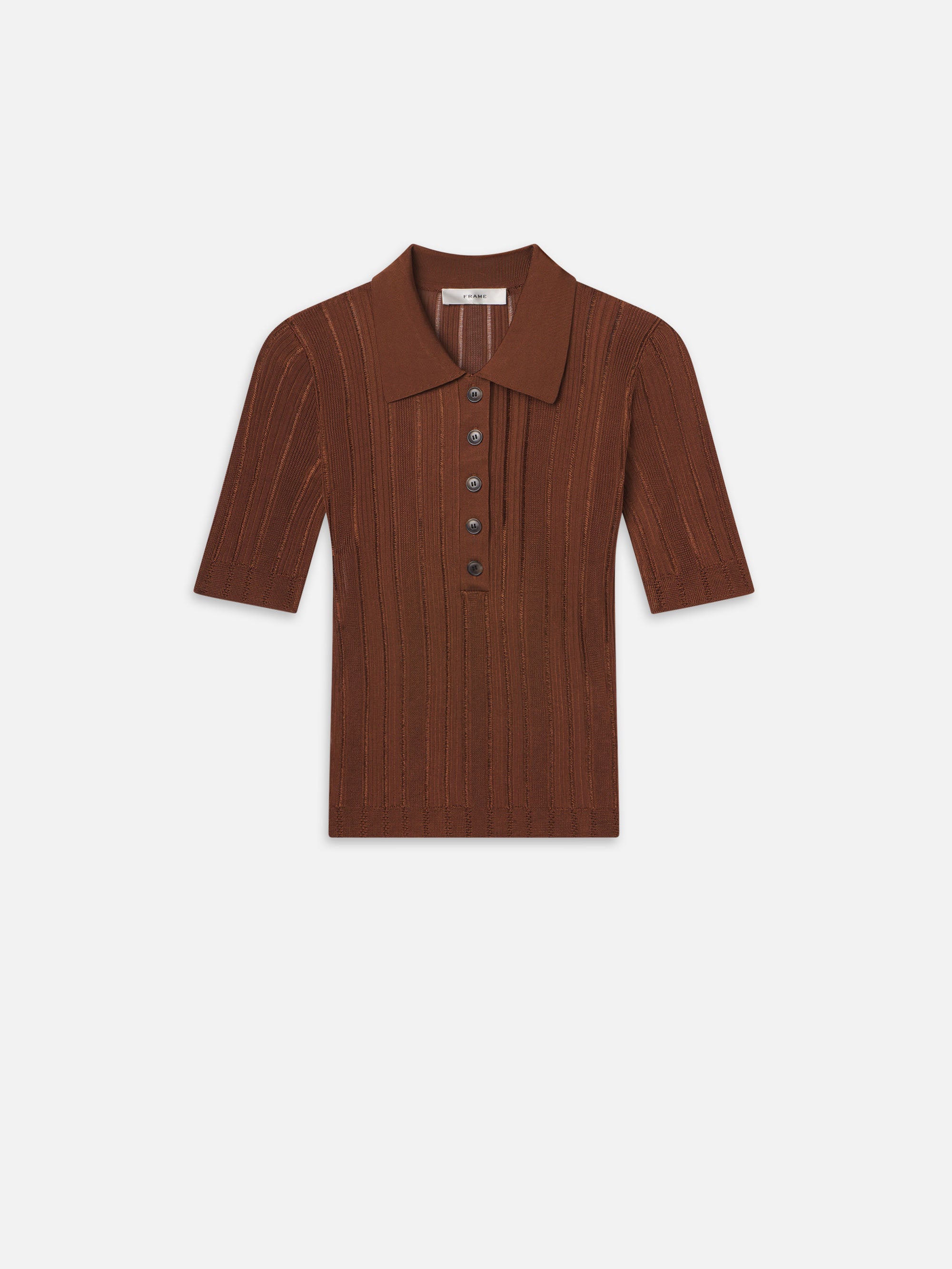 Men's Light Camel Laddered Rib Polo Shirt - Casual Slim Fit Knit Top for Business & Weekend Wear