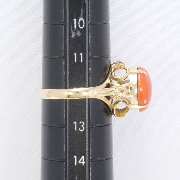 18K Yellow Gold Coral Ring for Women - Elegant Handmade Jewelry Gift for Her - Perfect for Weddings, Anniversaries & Special Occasions