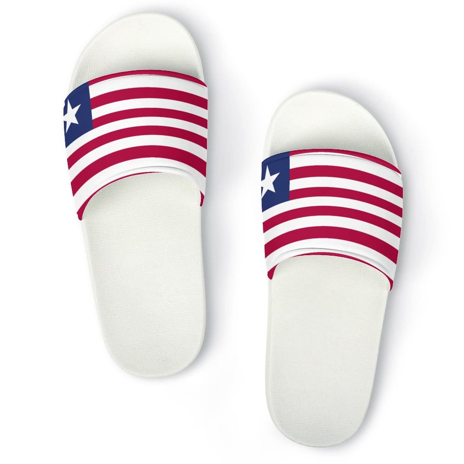 Liberia Flag Slippers for Women & Men - Comfortable Lightweight Indoor/Outdoor Sandals - Perfect for Bedroom, Shower & Summer Wear - White Style-1 (Size 47/313mm)