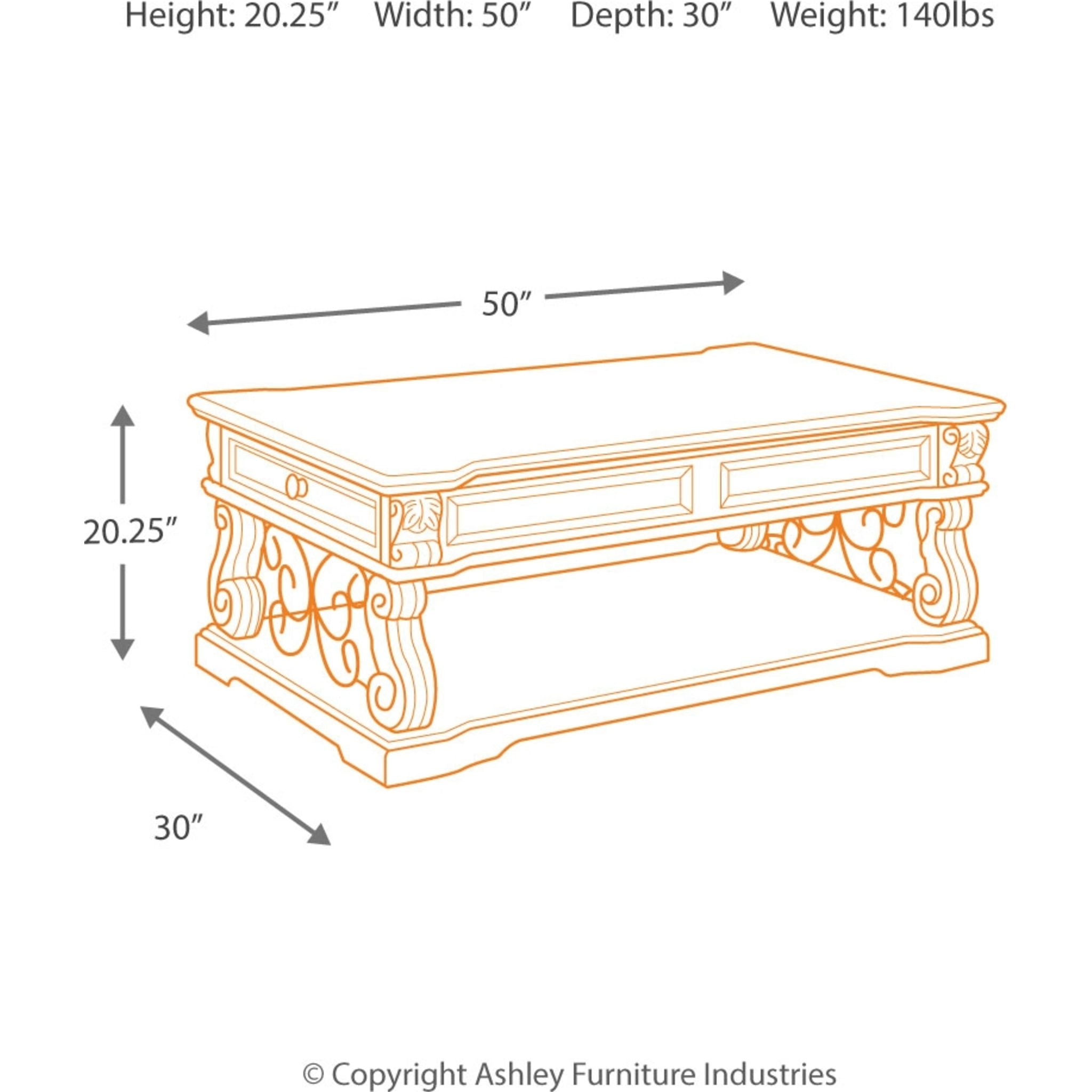 Alymere Rustic Brown Coffee Table - Farmhouse Style Living Room Furniture for Home Decor