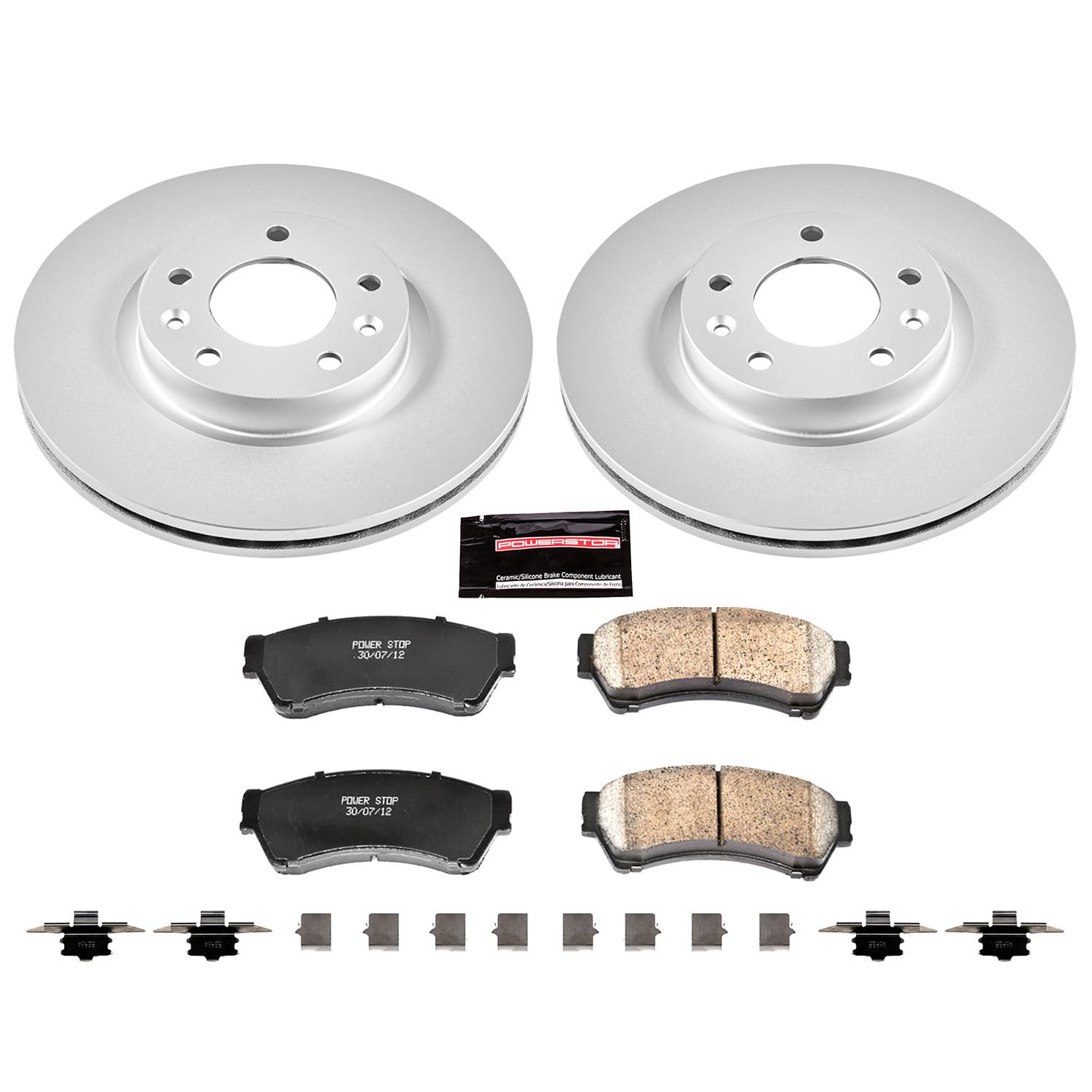 Power Stop CRK199 Front Brake Rotor and Ceramic Brake Pad Kit - Geomet Coated for Corrosion Resistance | Perfect for Daily Driving, Towing & Performance Vehicles