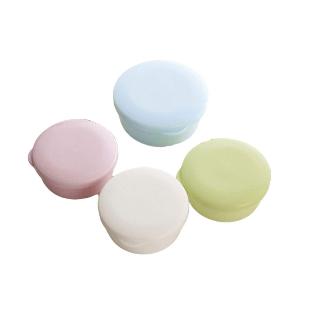 Cabilock 4PCS Plastic Soap Dishes with Lid & Drainer - Round Soap Holder for Bathroom, Kitchen, Dorm - Household Soap Box Set (Random Colors) | Perfect for Shower, Sink & Travel Use