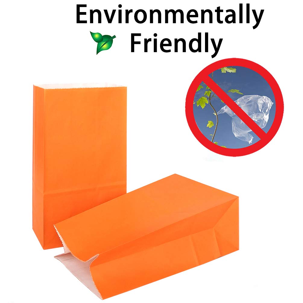KEYYOOMY Small Orange Paper Bags - 24 Count (4.7x2.4x8.7 Inches) - Party Favor Bags, Goodie Bags, Lunch Bags for Halloween, Birthday Parties, Baby Showers & School Events