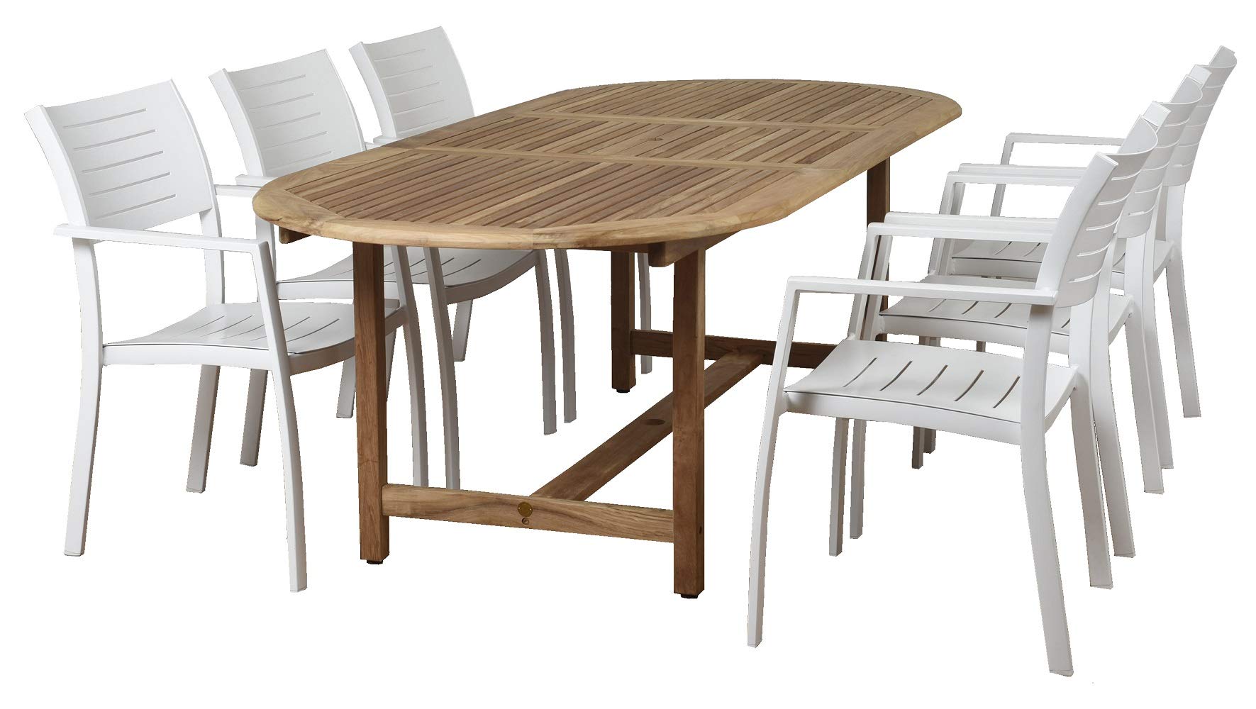 Premium 7-Piece Teak Oval Patio Dining Set - Outdoor Garden Furniture for Backyard, Poolside & Terrace - Weather-Resistant & Durable