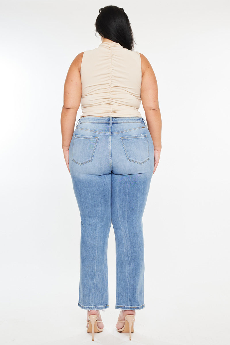Angela Essentials High Rise Slim Crop Straight Jeans for Women - Plus Size Stretch Denim Pants - Perfect for Casual Wear, Office & Date Night Outfits