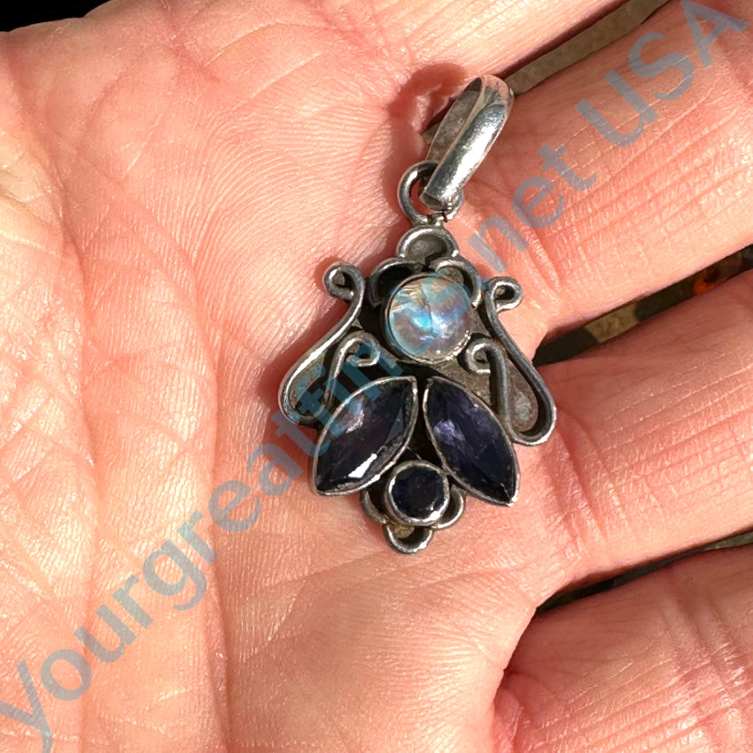 925 Sterling Silver Moonstone & Iolite Pendant Necklace for Women - Elegant Gemstone Jewelry Gift for Birthday, Anniversary & Special Occasions