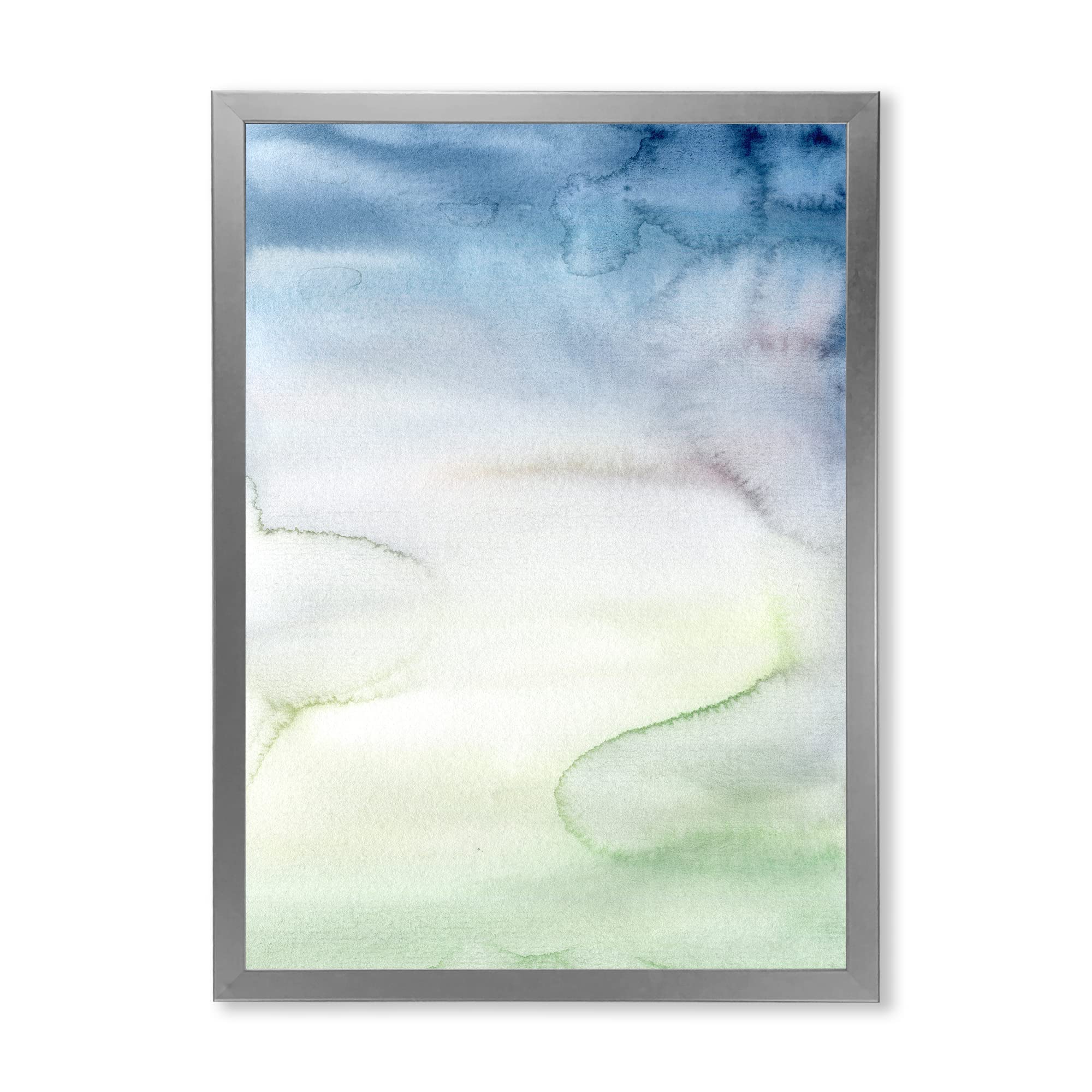 Pastel Abstract Framed Wall Art with Dark Blue, Green & White Spots - Modern Home Decor for Living Room, Bedroom & Office