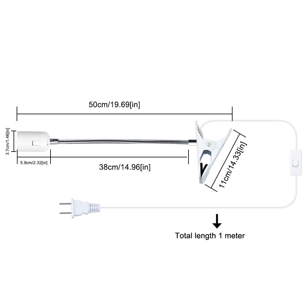 Bonlux Flexible Aluminum Wire Neck Clip Holder with E26 Base & On/Off Switch - Adjustable Light Stand Clamp Lamp for Reptiles, Desk, Grow & Aquarium Lighting (100W Max) - Perfect for Home Office, Reptile Tanks & Indoor Plant Growth