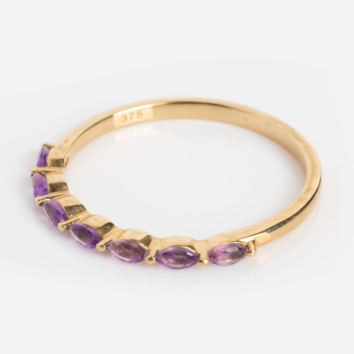 Solid Gold 2025 February Birthstone Amethyst Stacking Ring - Dainty Jewelry for Layering & Everyday Wear