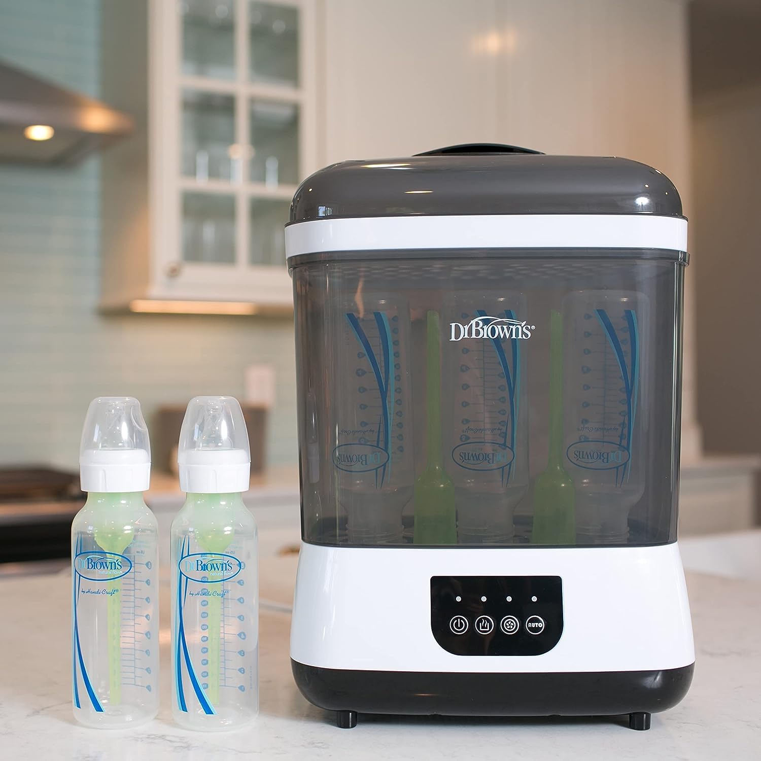 Dr. Brown's All-in-One Baby Bottle Sterilizer and Dryer - Sanitizer for Bottles, Pacifiers, Breast Pump Parts & Newborn Essentials - Perfect for Daycare, Travel & Home Use