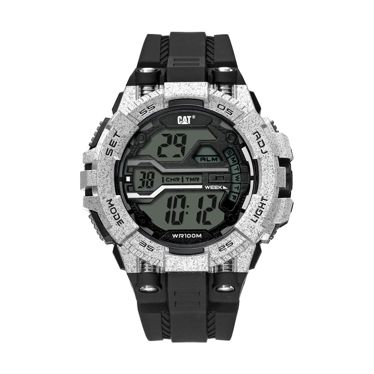 CAT Bolt Digital Men's Watch - 47mm ABS Case with PU Strap - Waterproof Sports Watch for Outdoor Activities, Running & Casual Wear