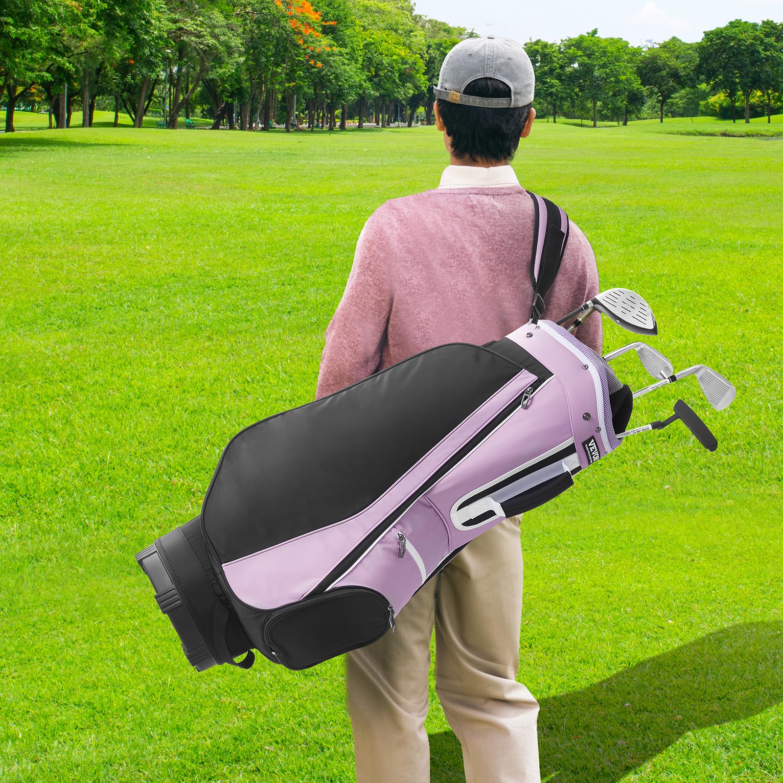 VEVOR 14-Way Golf Cart Bag with Stand - Premium Durable Golf Bag with Organizer Divider Top, Handles, Dust Cover & Detachable Dual Strap for Men & Women - Perfect for Golf Courses, Driving Ranges & Tournaments