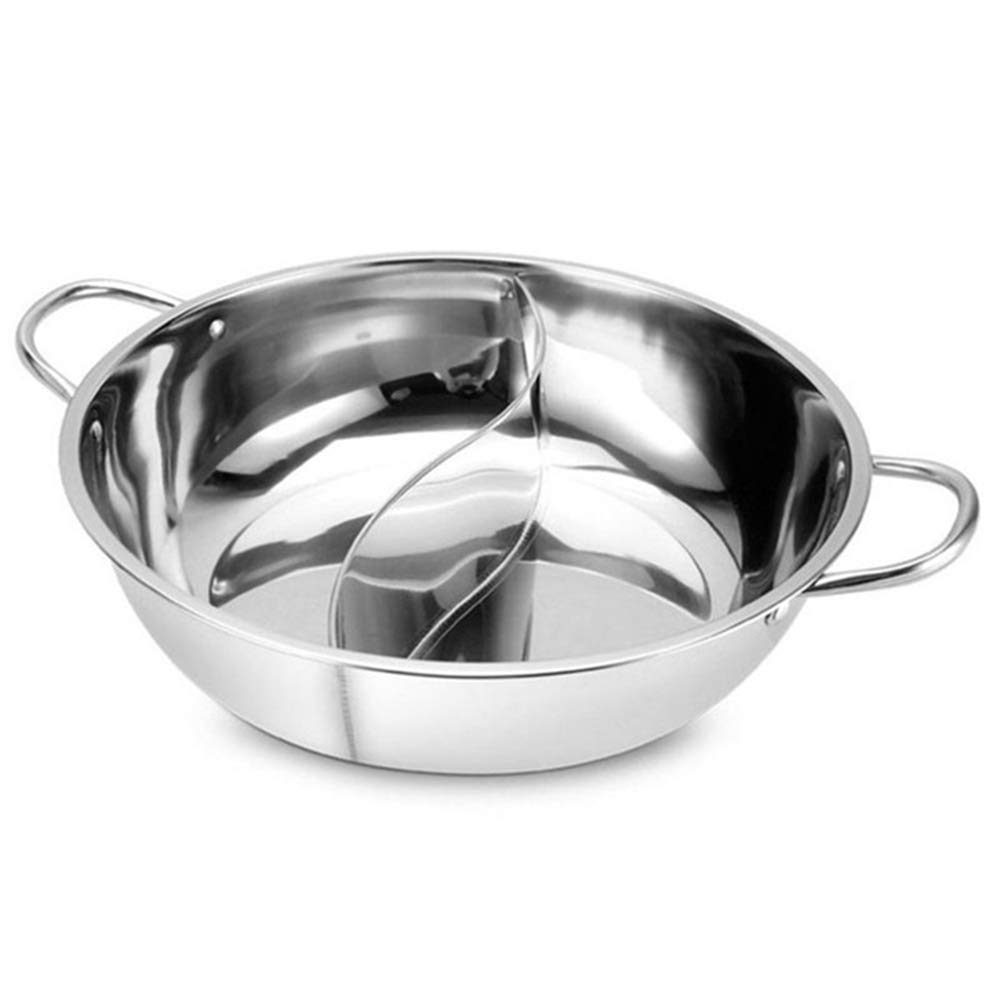 Stainless Steel Divided Hot Pot with Removable Divider - 30cm Twin Soup Stock Pot for Yuanyang, Shabu Shabu & Cooking | Perfect for Family Dinners & Asian Cuisine
