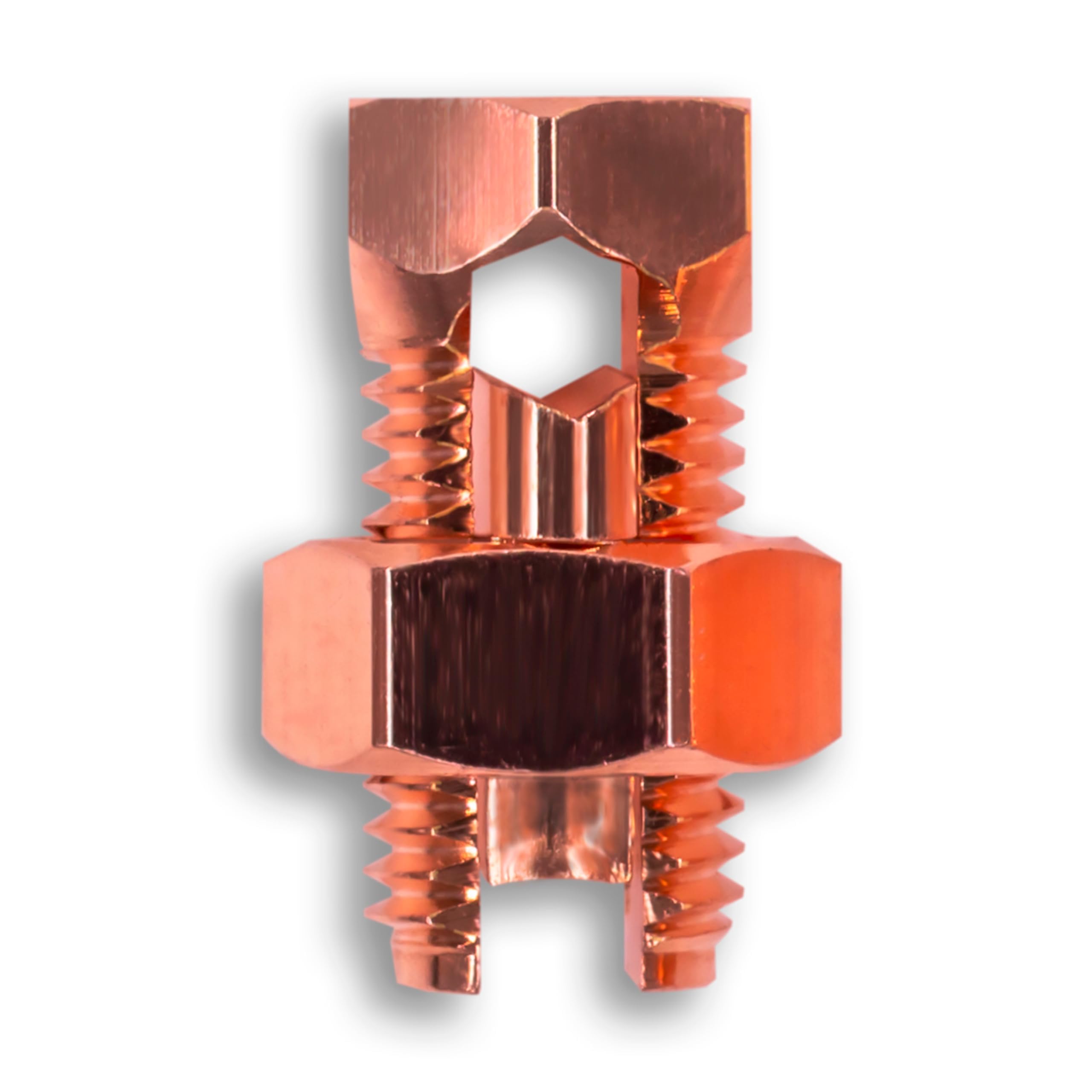 UL-Listed #8 High Conductivity Copper Coated Brass Grounding Split Bolt Connectors - Pack of 50 - Ideal for Electrical Wiring, Solar Panel Installations & Industrial Grounding Systems