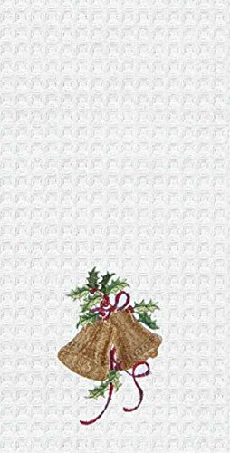 18x27 Christmas Kitchen Towel with Holiday Bells - Absorbent Cotton Dish Towels for Holiday Cooking, Baking & Festive Home Decor