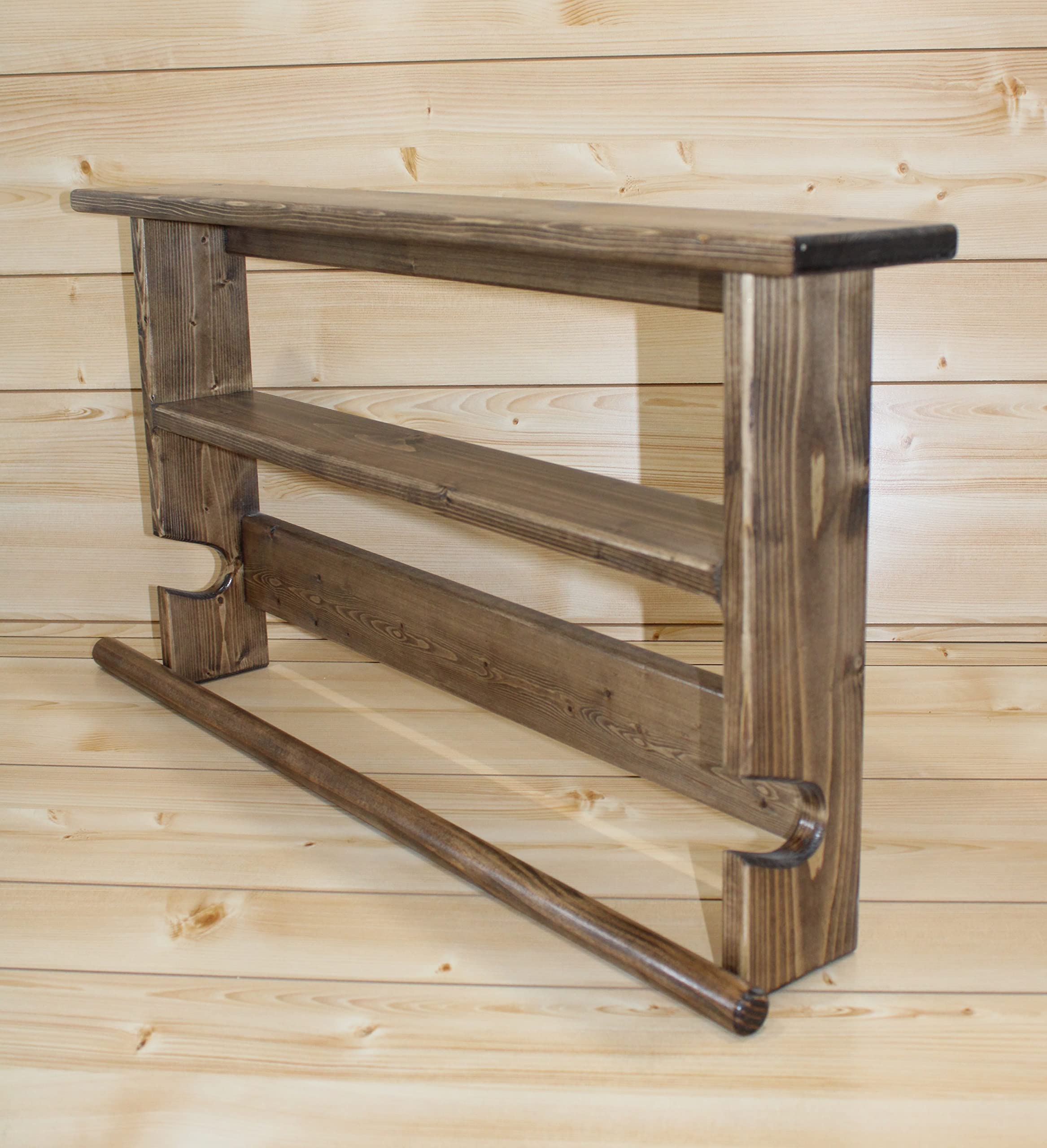Double Shelf Wooden Quilt Rack - Unfinished Provincial Blanket Display Stand for Afghan, Tapestry & Bedding Storage | Perfect for Bedroom, Living Room & Farmhouse Decor