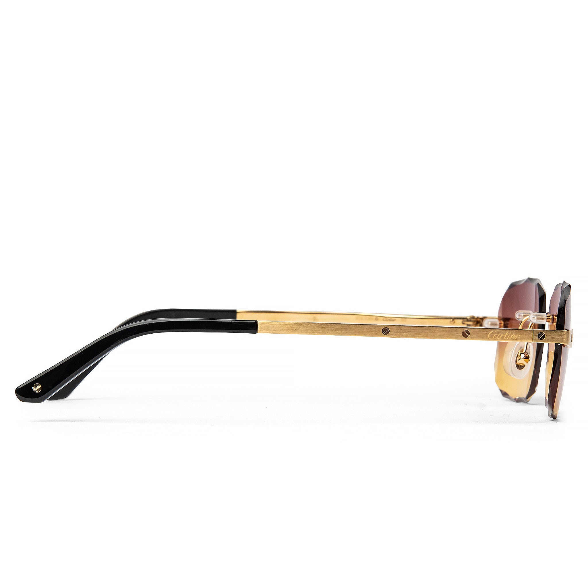 Cartier CT0167O 004 Santos De Cartier Rimless Sunglasses - Luxury Designer Eyewear for Men & Women | UV Protection, Lightweight Comfort | Perfect for Driving, Travel & Fashion Statement