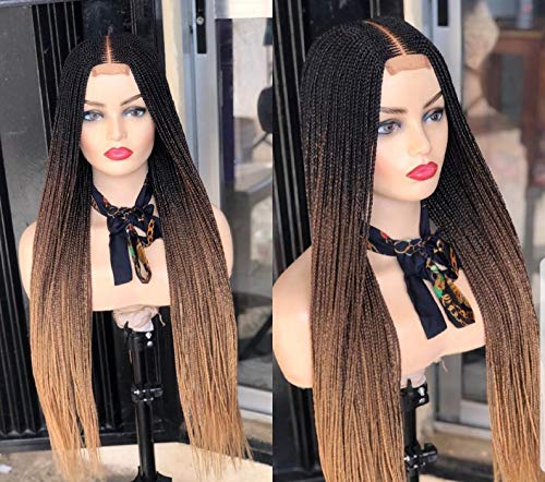 L'afrihair Box Braids Long Headband Wig - 100% Synthetic Lace Front Wigs for Black Women with Cornrows (Color #1B with #30 Ends, Waist Length 24-26 Inches) - Perfect for Daily Wear, Parties, and Protective Hairstyles
