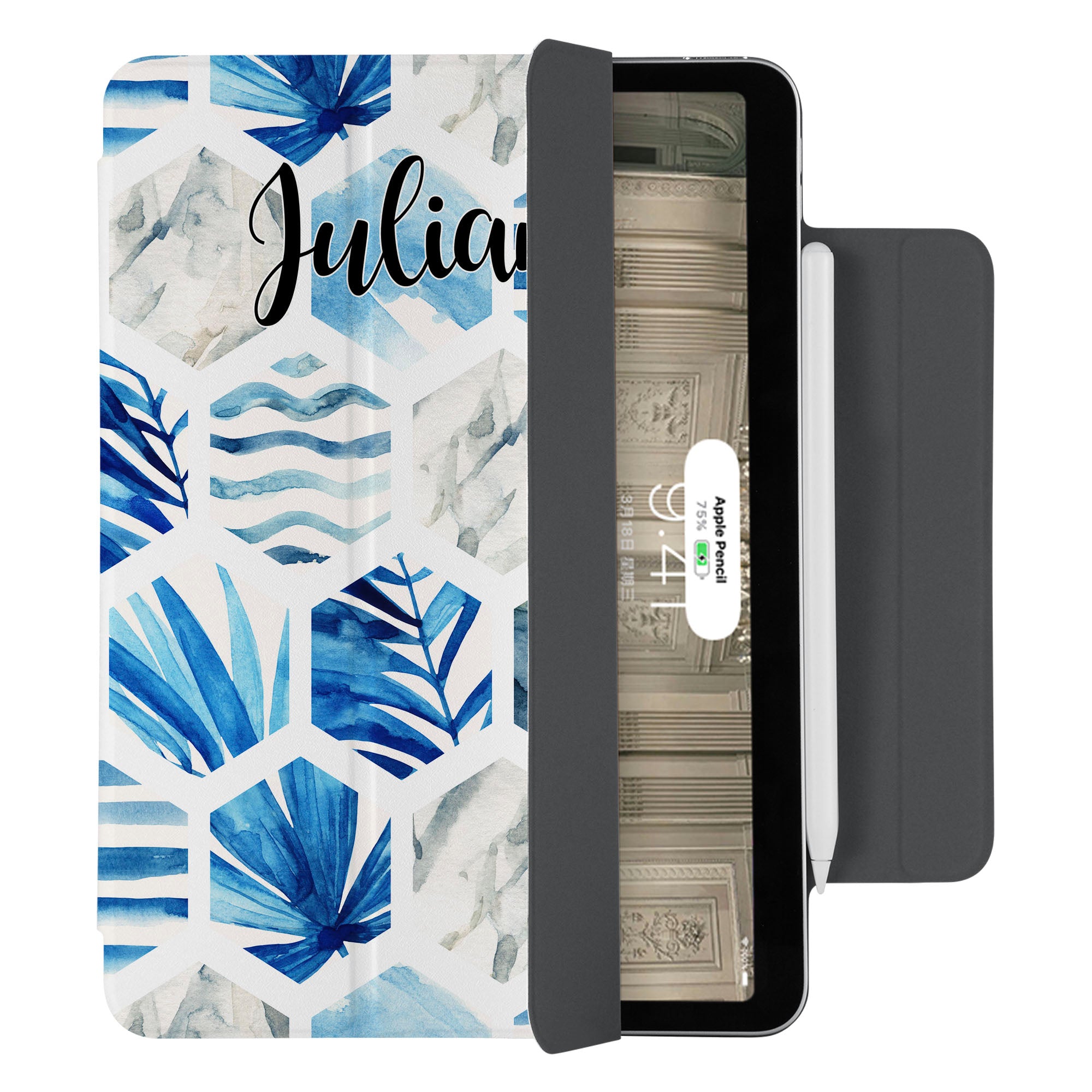 SlimFit iPad Case with Geometric Flower Design - Lightweight Protective Cover for iPad Air/Pro, Perfect for Work, Travel & Daily Use