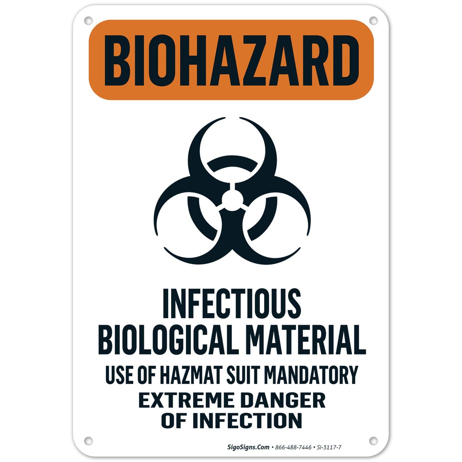Biohazard Infectious Biological Material Sign - 10x7 Inches Rust-Free 0.40 Aluminum - Fade Resistant & Easy Mounting - Indoor/Outdoor Safety Warning Sign - Made in USA - Perfect for Laboratories, Hospitals, and Hazardous Waste Areas