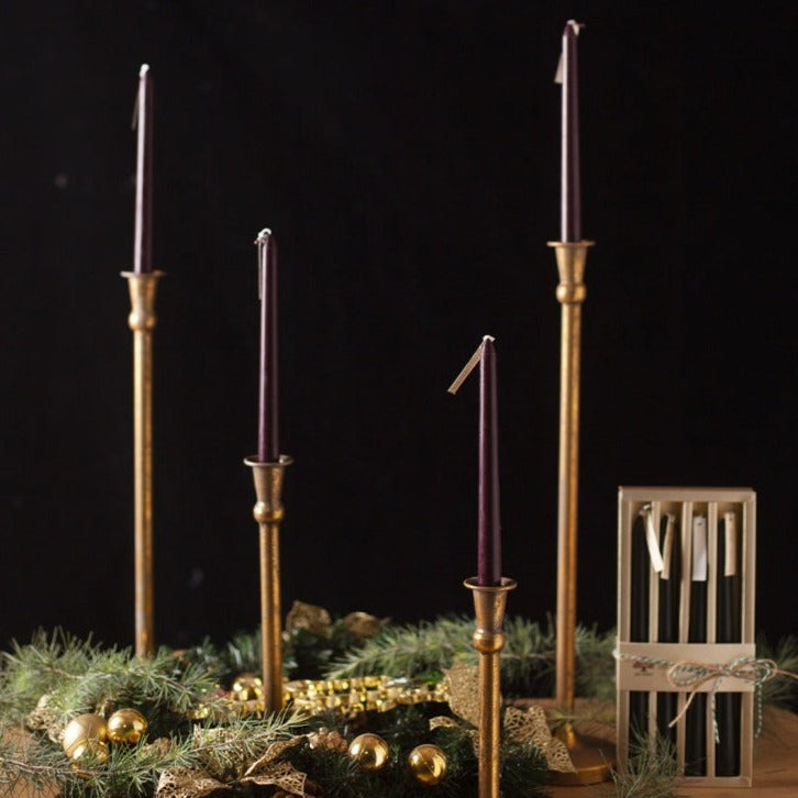 Holiday Wish Metallic Long Soy Wax Candles - Eco-Friendly Scented Candles for Christmas Decor, Home Fragrance & Gift Giving