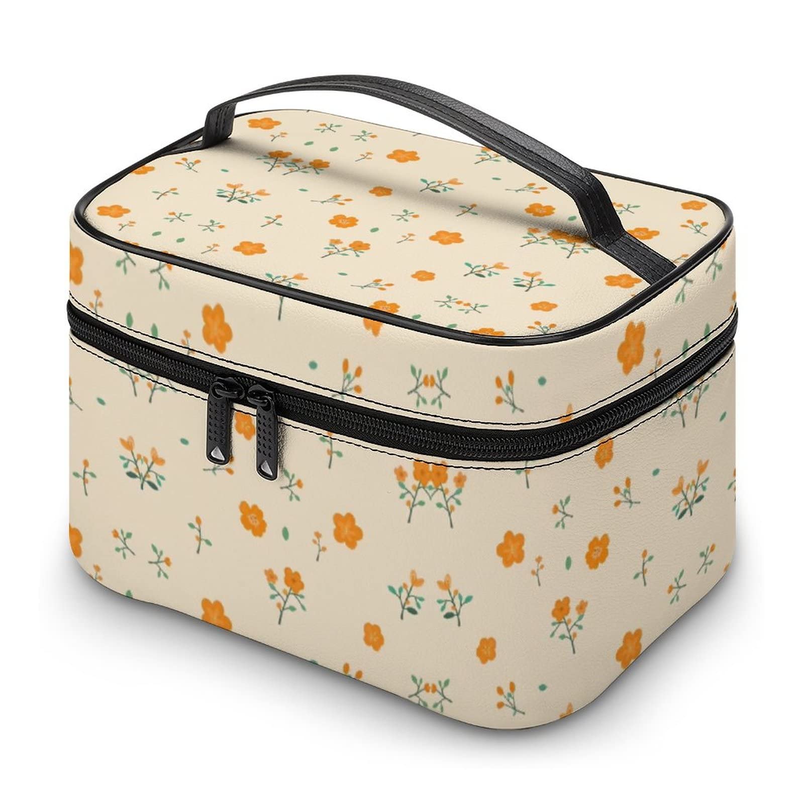 Vibrant Floral Makeup Bag for Travel - Large Zippered Cosmetic Organizer with Multiple Compartments, Portable Toiletry Pouch for Women | Perfect Gift for Mom, Ideal for Vacations, Gym & Daily Beauty Storage