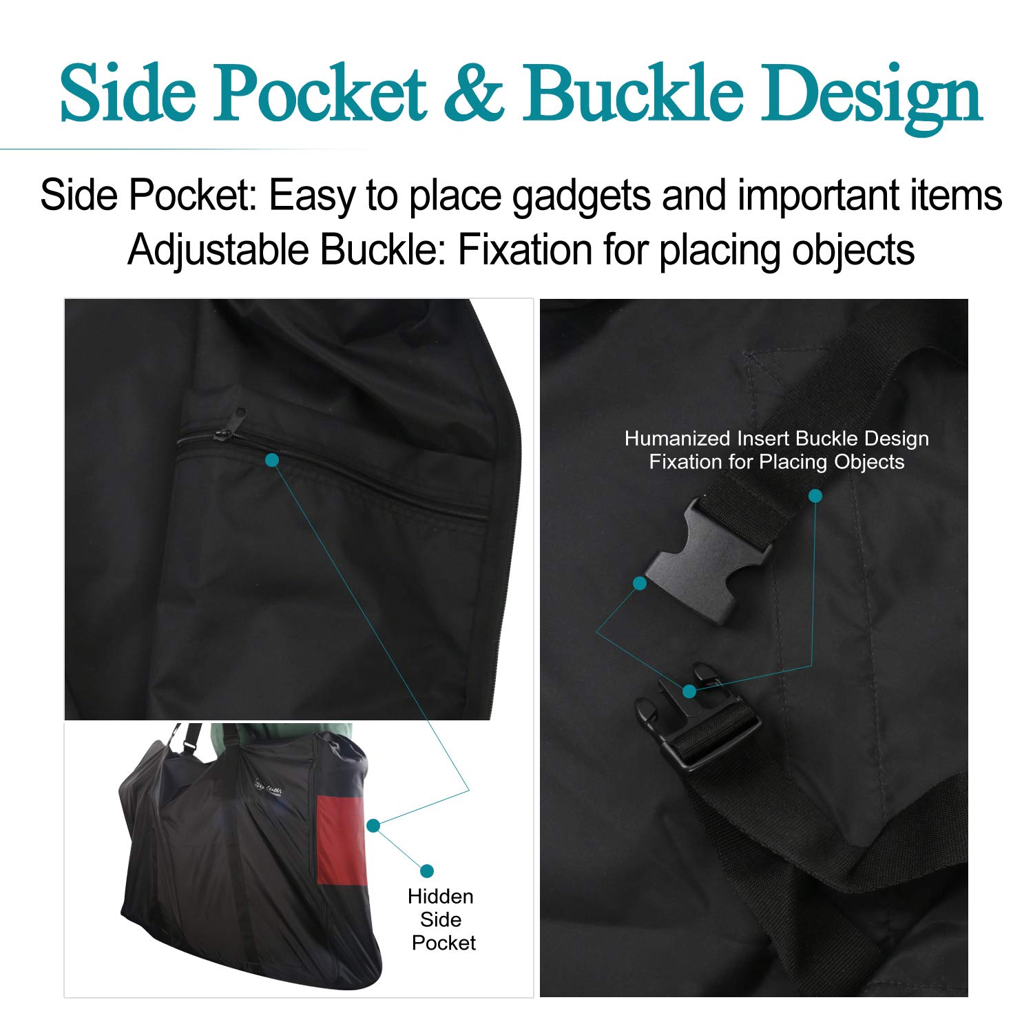 Extra-Large Lightweight Foldable Travel Storage Bag for Folding Wheelchair & Rollator - Compact Transport Chair Duffel - Perfect for Travel, Hospital Visits & Daily Mobility Assistance (Black, One Size)