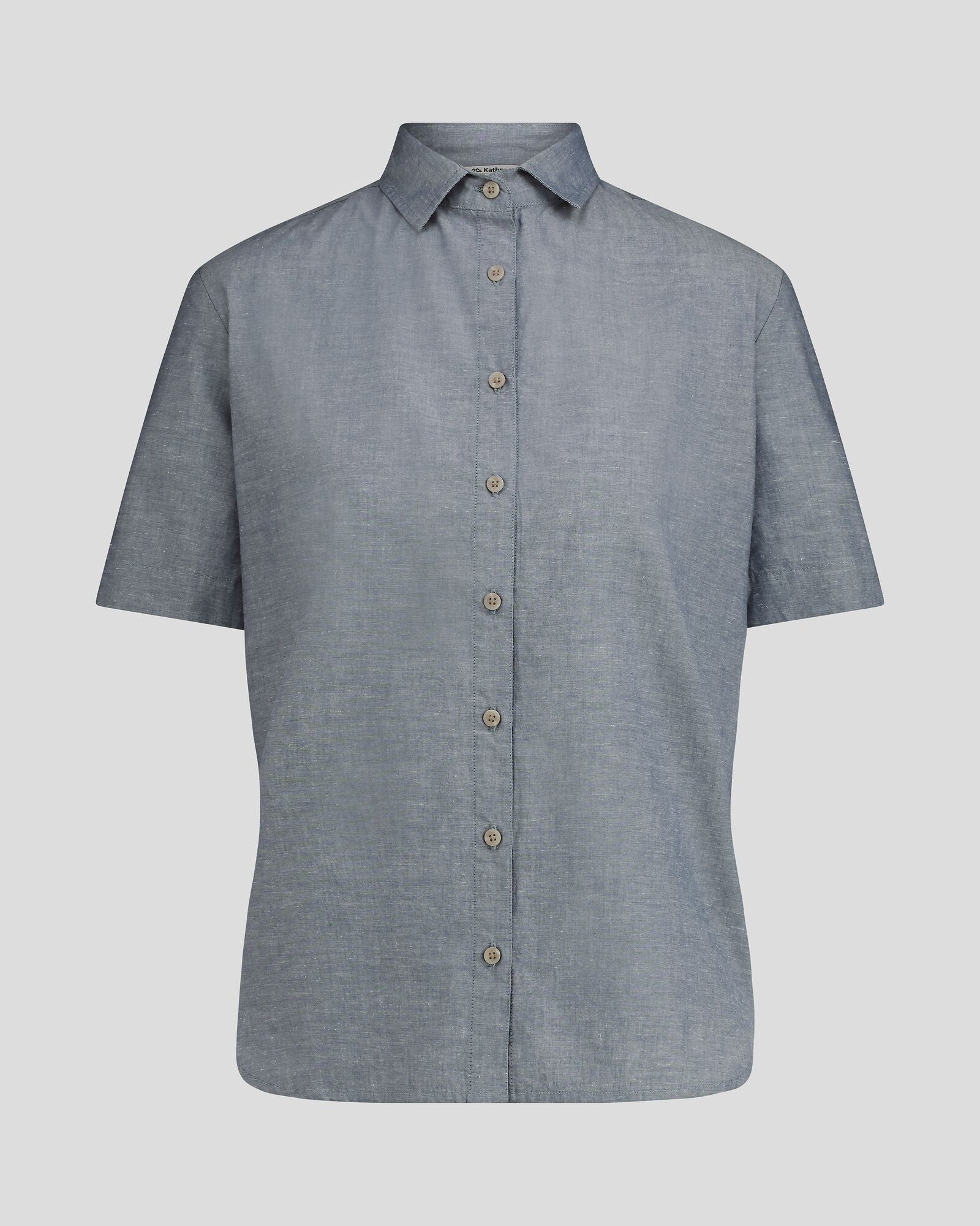 Women's Flaxton LT Short Sleeve Shirt - Chambray Blue Casual Top for Summer Outfits & Outdoor Activities