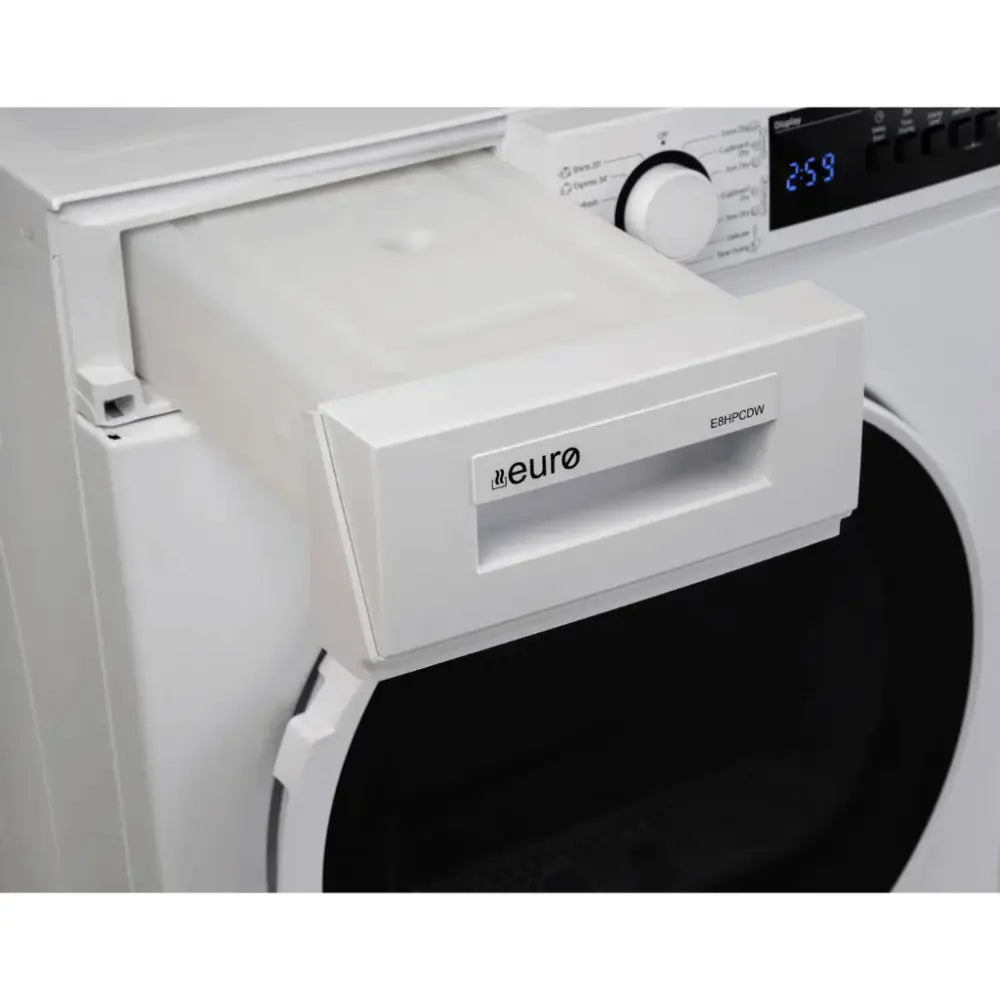 Euro E8HPCDW 8KG Energy Efficient Heat Pump Dryer - Perfect for Small Apartments & Eco-Friendly Laundry