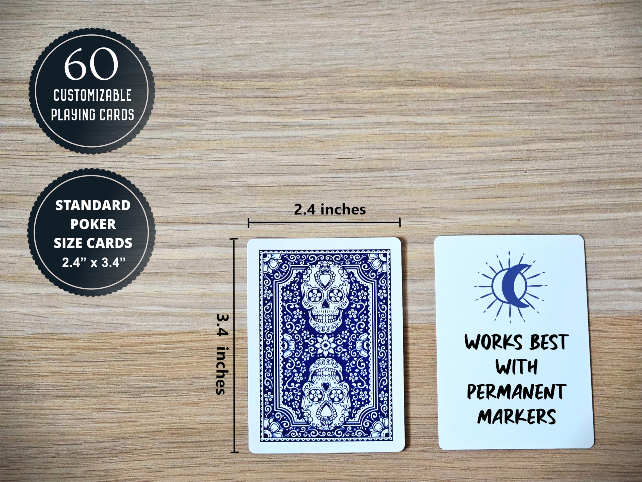 Blank Playing Cards with Skull Back Design - 2 Boxes (120 Total Cards) 2.5