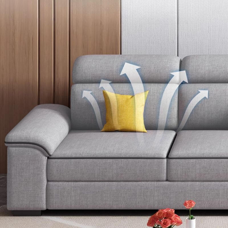 L-Shaped Right Chaise Sofa with Concealed Support & Solid Wood Frame - Perfect for Living Room, Home Theater, and Small Spaces