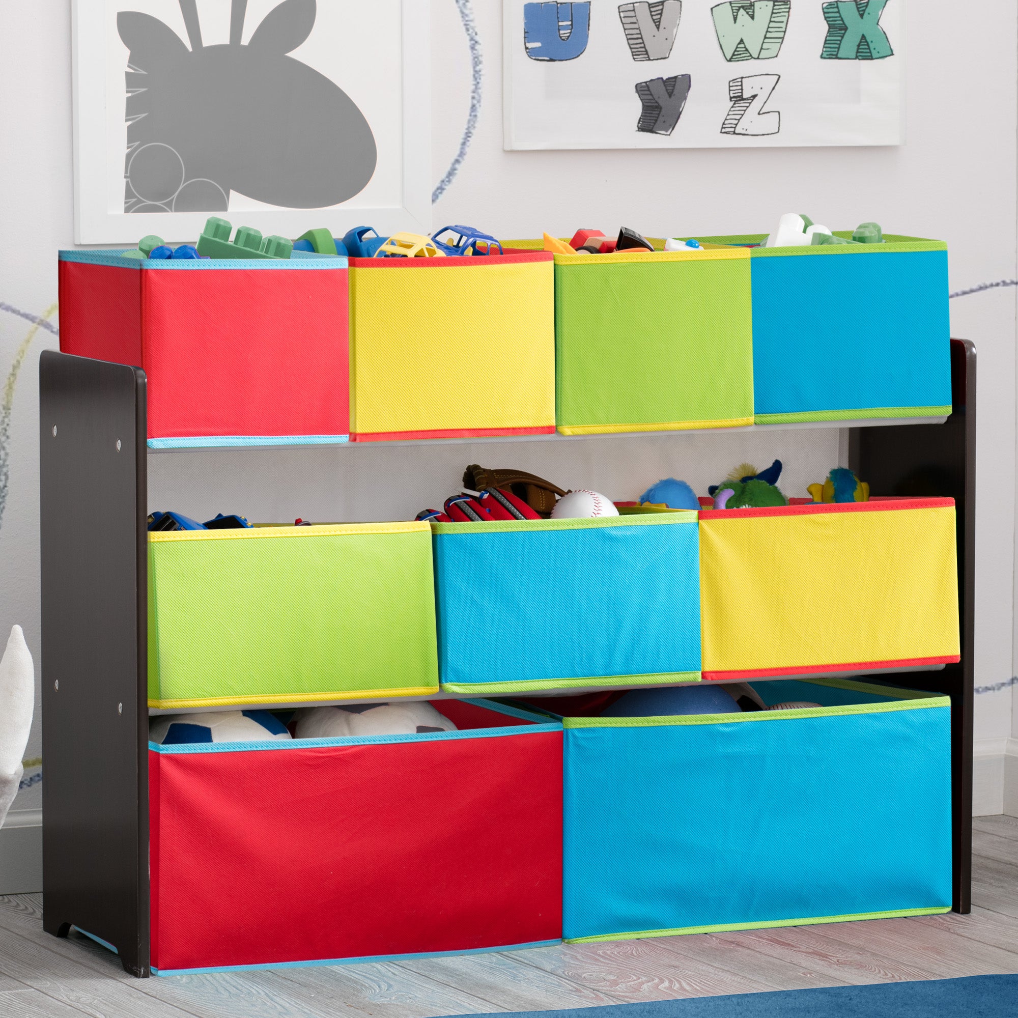 Deluxe Multi Bin Toy Organizer with Storage Bins - Kids Room Organization Solution for Toys, Books & Crafts - Perfect for Playrooms, Daycares & Home Storage
