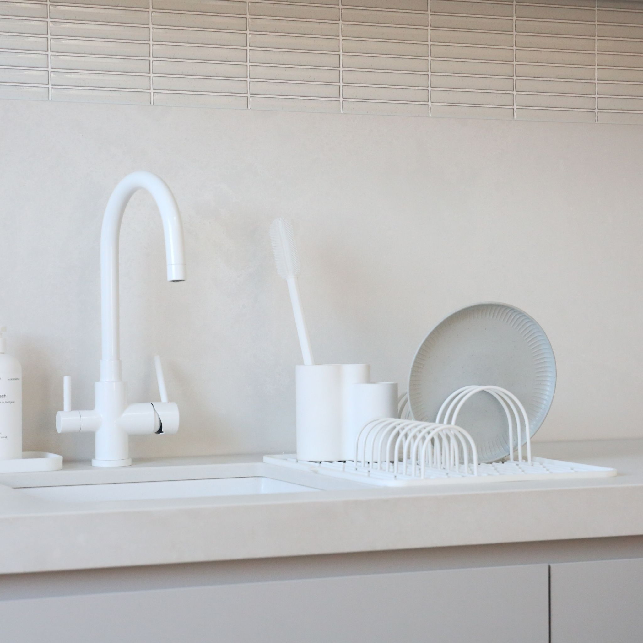 Premium White Dish Drainer Set of 2 - Space Saving Kitchen Organizer for Countertop Drying Rack - Perfect for Small Apartments & Compact Kitchens