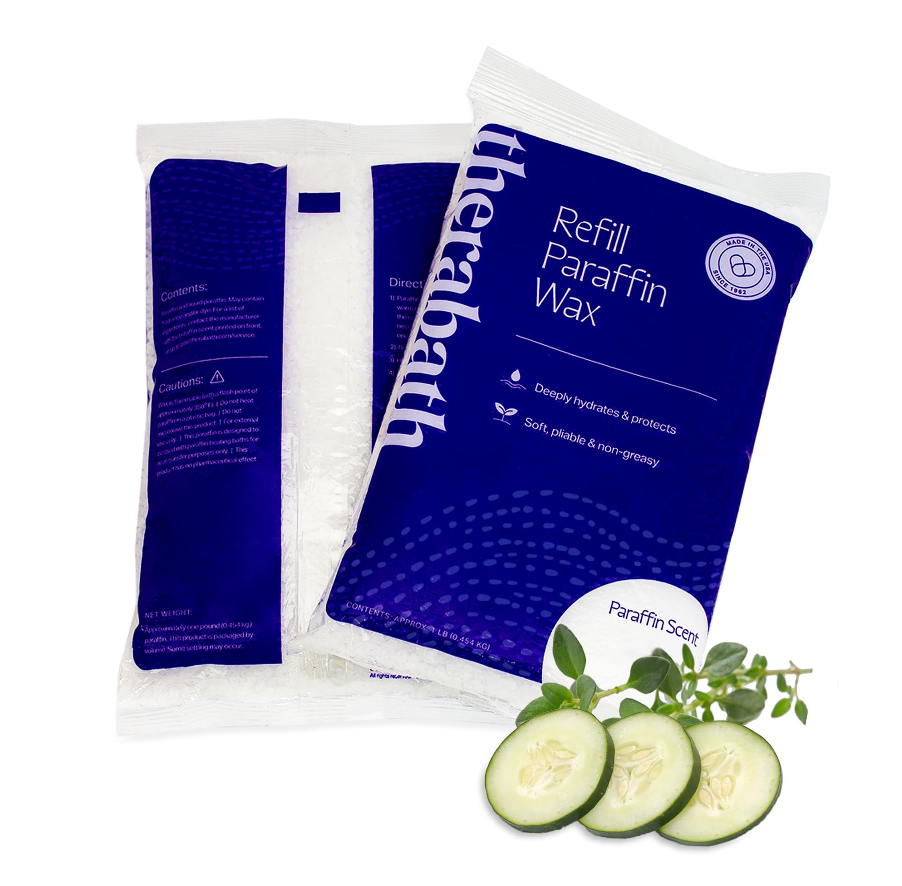 Therabath Paraffin Wax Refill 24 lb - Cucumber Melon with Thyme Scented - Thermotherapy Wax for Arthritis Pain Relief, Stiff Muscles & Dry Skin - Deep Hydration for Hands, Feet & Body - Made in USA | Perfect for Spa Treatments, At-Home Therapy & Post-Workout Recovery