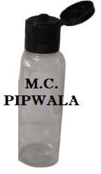 50ml PET Clear Round Plastic Bottles with 19mm Black Flip Top Cap - Leak Proof Squeeze Bottles for Cosmetics, Travel & DIY (Pack of 12) | Perfect for Essential Oils, Lotions & Travel-Sized Toiletries