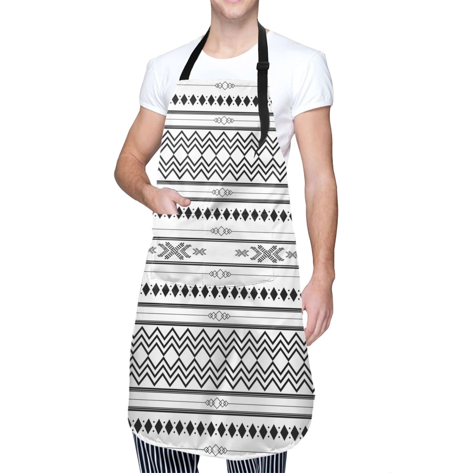 Waterproof Leopard Print Apron with Adjustable Straps & 2 Pockets - Animal Pattern Kitchen Bib for Cooking, Baking & Grilling - Unisex Apron for Men & Women
