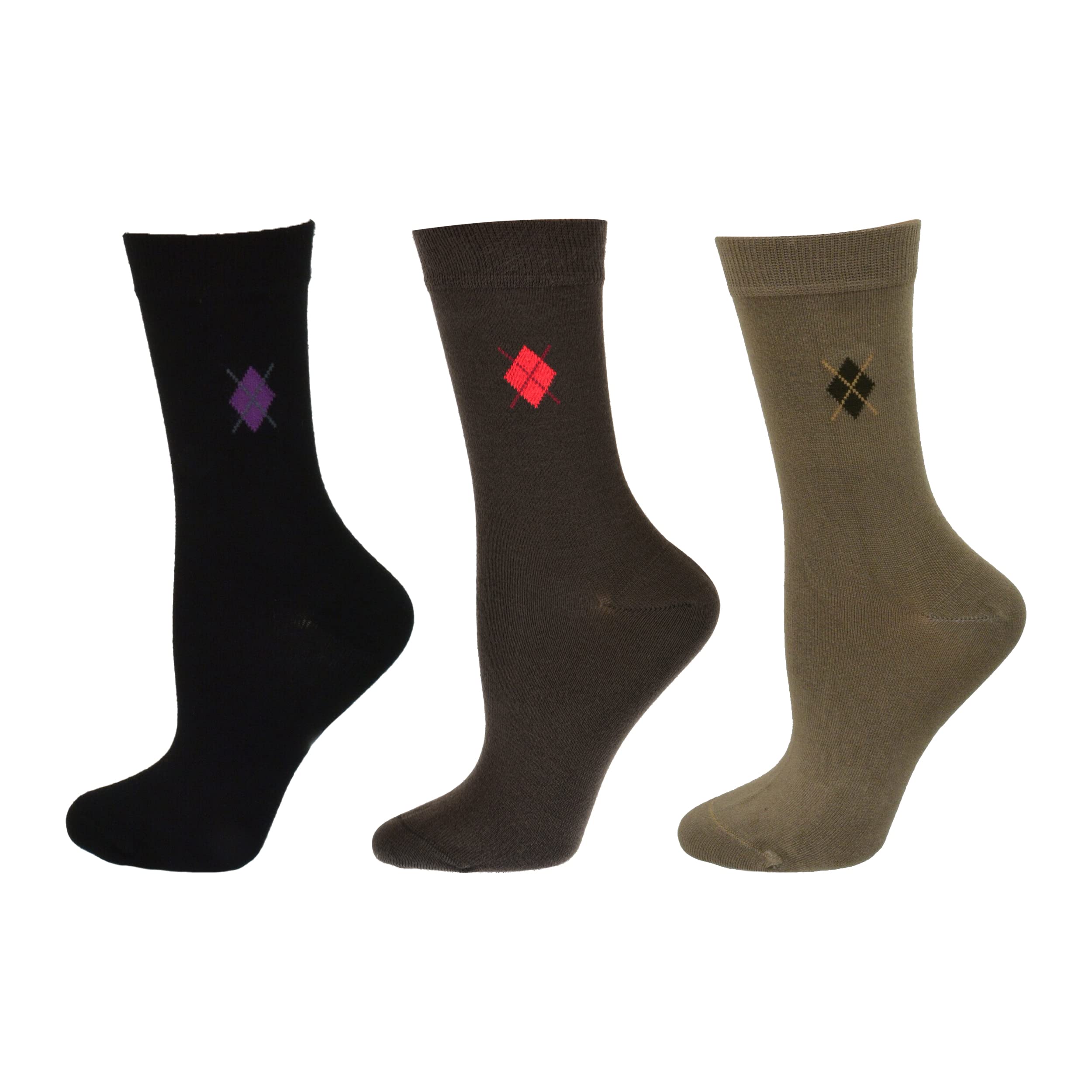 Women's Argyle Pattern Bamboo Crew Socks - Ultra Soft & Breathable for Everyday Comfort - Perfect for Work, Casual Wear & Cold Weather Outfits