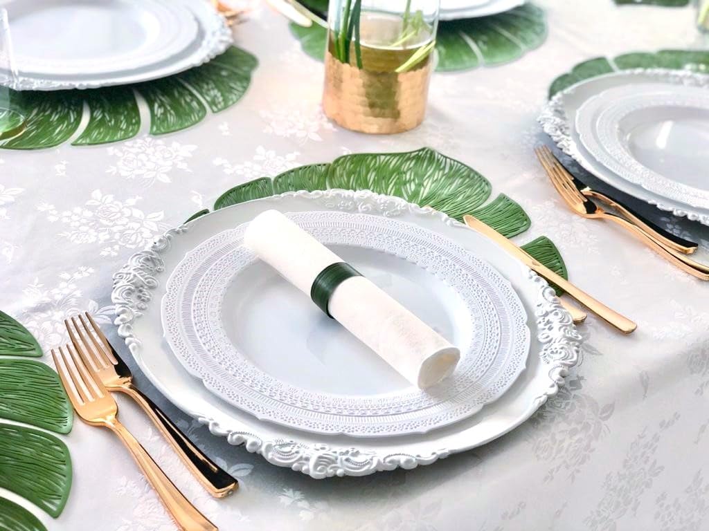 120-Piece Pressed Vinyl Placemats Set - Elegant Wedding & Event Table Decor in Garden Green | Perfect for Dining Tables, Party Centerpieces & Home Decor