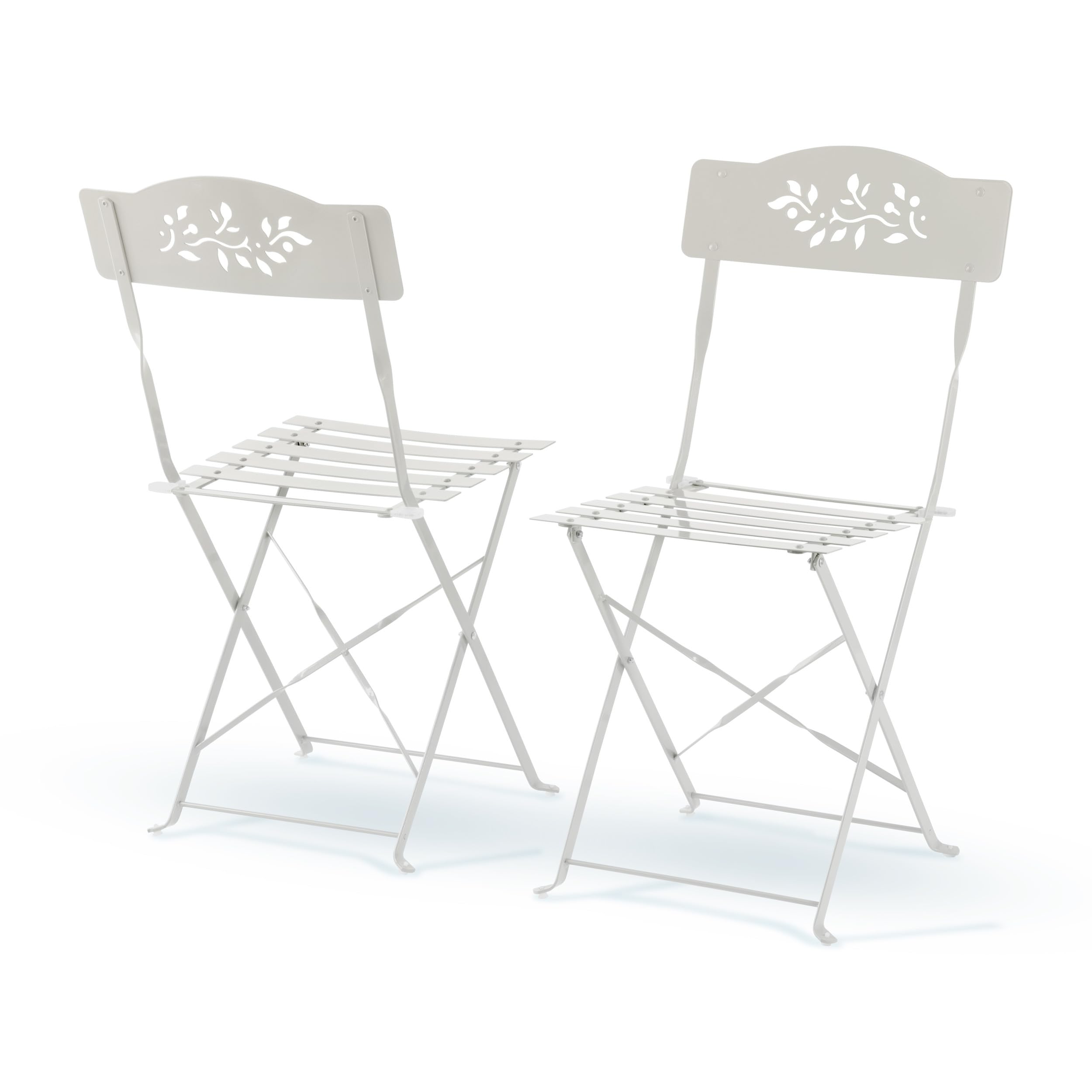 Alpine Corporation 3-Piece Bistro Set - White Folding Table & Chairs for Indoor/Outdoor Use - Perfect for Patio, Garden, Balcony & Small Space Dining
