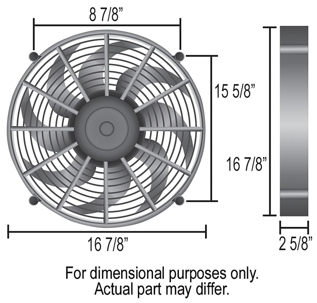 Derale 16217 17-Inch High Performance Electric Radiator Cooling Fan - Black - Perfect for Car, Truck & SUV Engine Cooling Systems